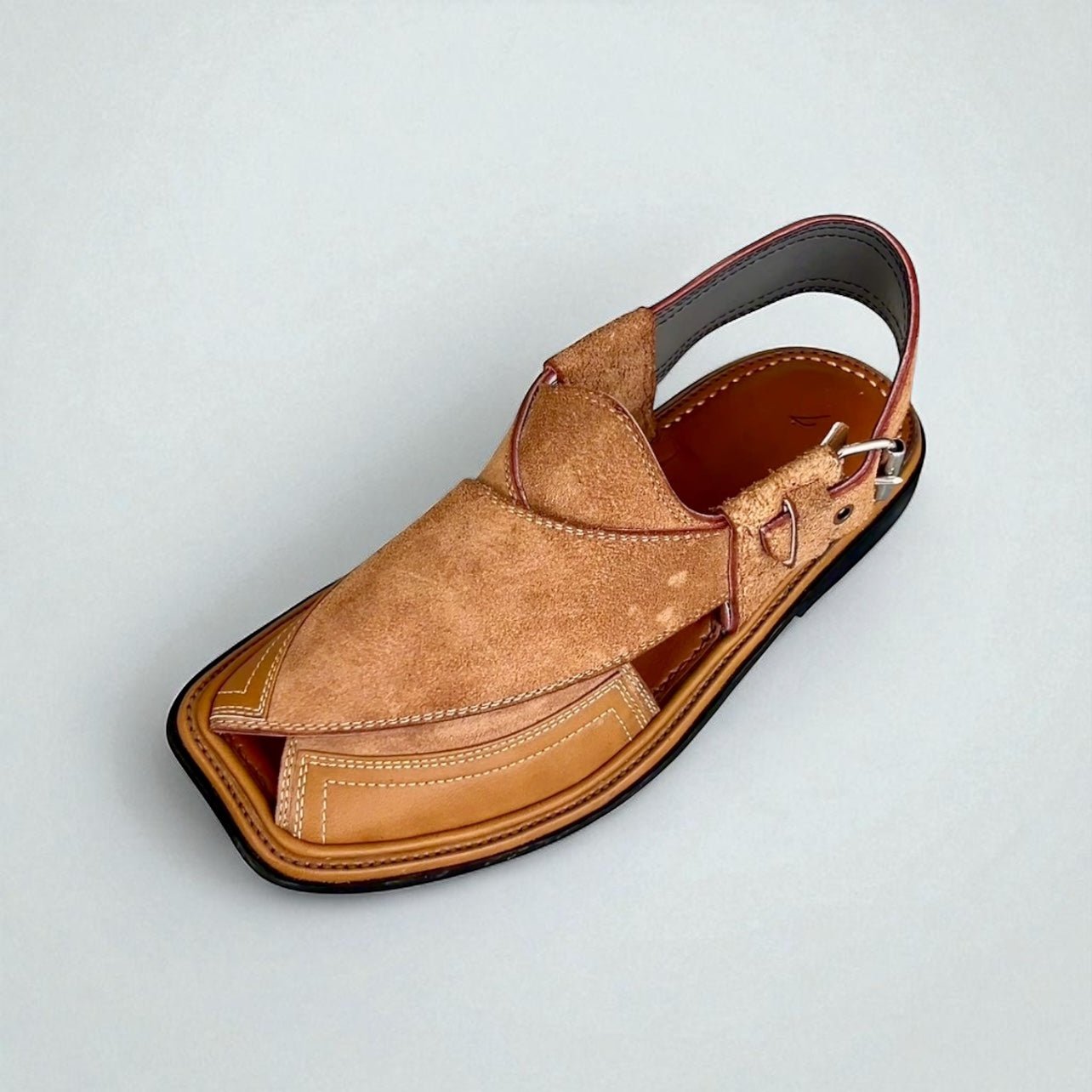 Handmade Classic Peshawari Chappal (Camel Color) - Dark Fitter