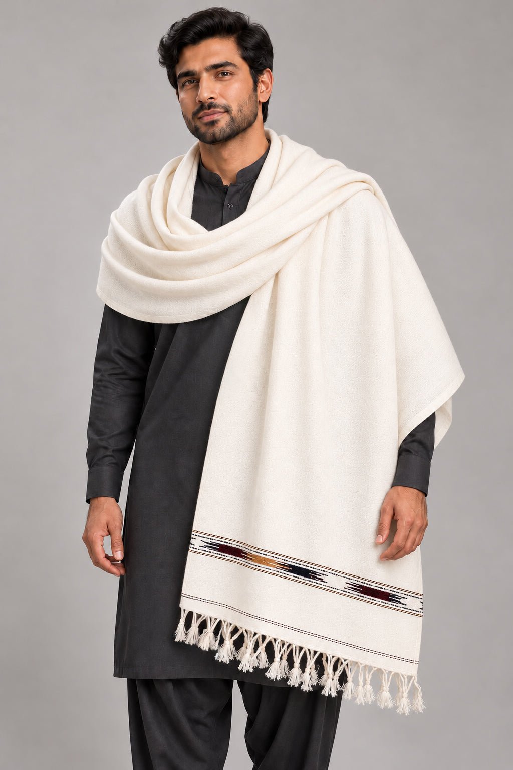 Handmade Wool Shawl - Dark Fitter