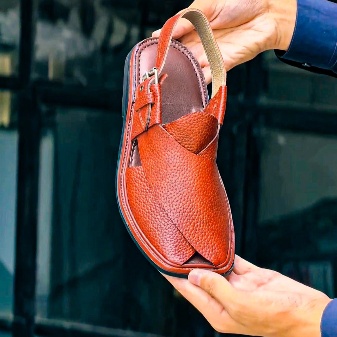 Peshawari Premium Leather Chappal (DP 722) - Dark Fitter