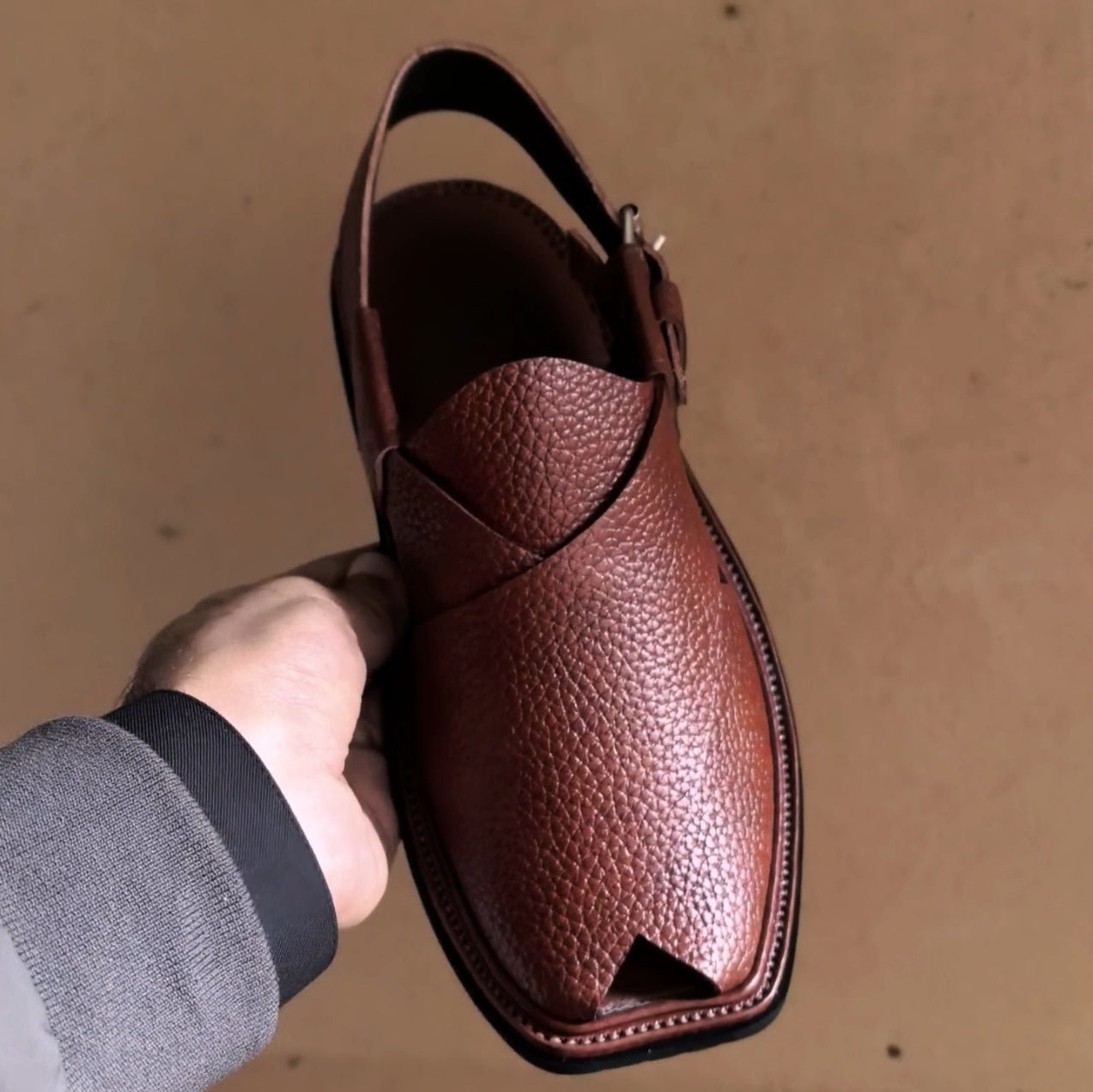 Peshawari Premium Leather Chappal (DP 723) - Dark Fitter