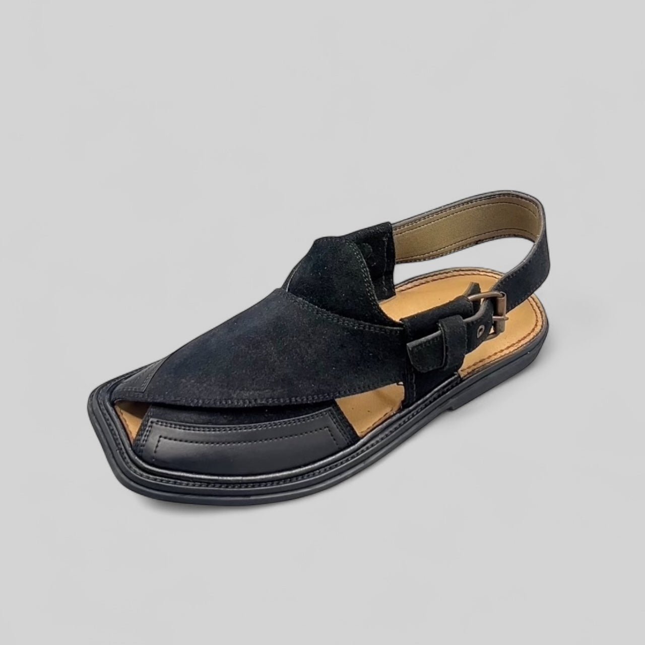 Handmade Classic Peshawari Chappal (Black) - Dark Fitter
