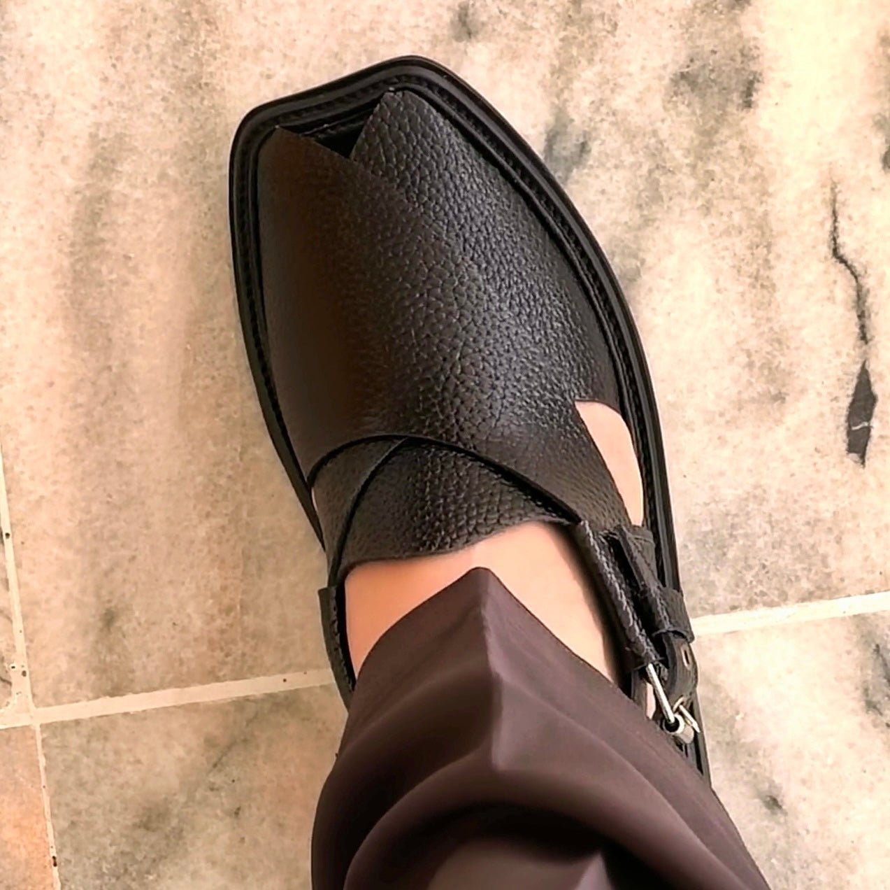 Peshawari Premium Leather Chappal (DP 721) - Dark Fitter