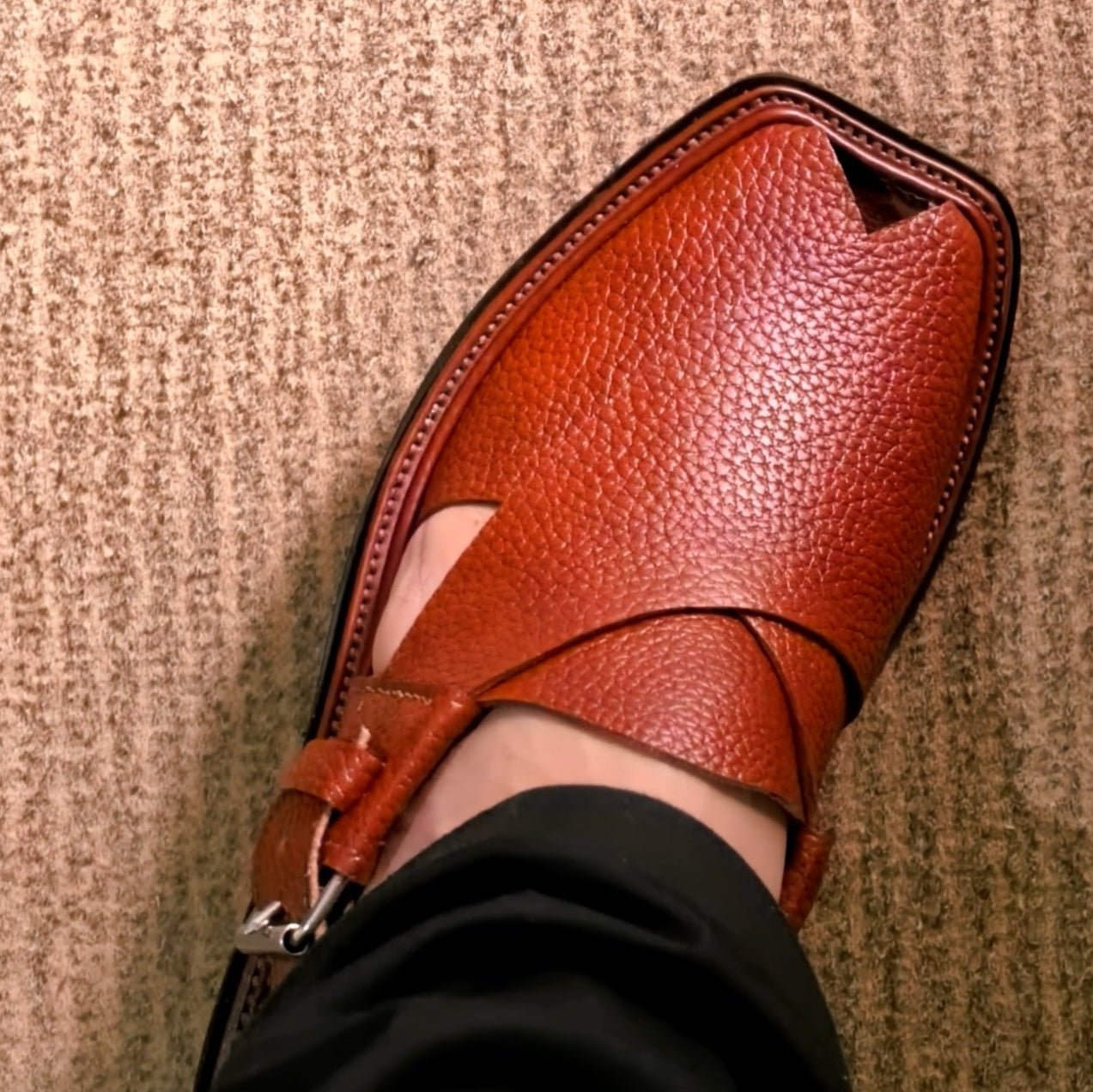 Peshawari Premium Leather Chappal (DP 722) - Dark Fitter