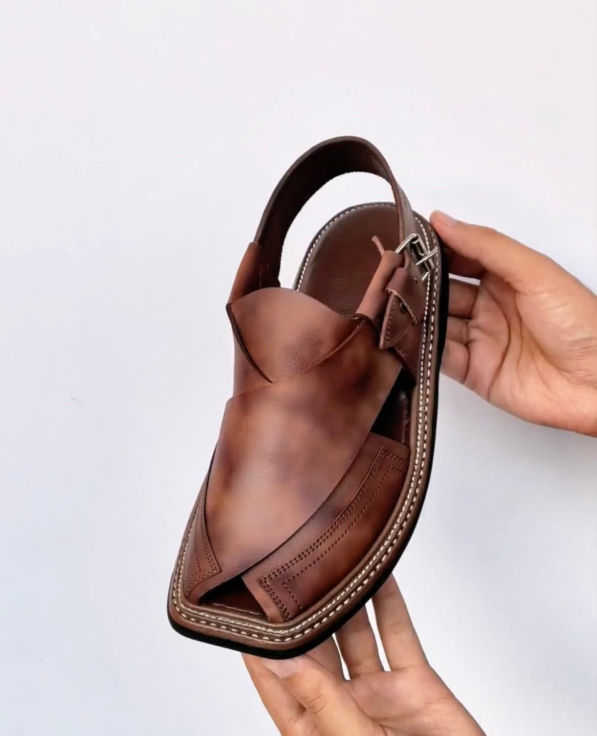 Triple Gear Handmade Peshawari Chappal – Classic Brown - Dark Fitter